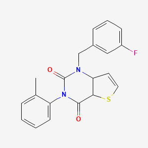 molecular formula C20H15FN2O2S B2882066 1-[(3-fluorophenyl)methyl]-3-(2-methylphenyl)-1H,2H,3H,4H-thieno[3,2-d]pyrimidine-2,4-dione CAS No. 1326830-26-5