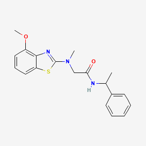molecular formula C19H21N3O2S B2882067 2-((4-methoxybenzo[d]thiazol-2-yl)(methyl)amino)-N-(1-phenylethyl)acetamide CAS No. 1351632-04-6