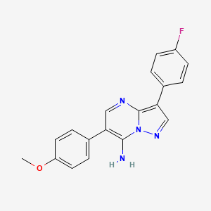molecular formula C19H15FN4O B2882073 3-(4-Fluorophenyl)-6-(4-methoxyphenyl)pyrazolo[1,5-a]pyrimidin-7-amine CAS No. 865657-97-2