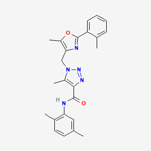 molecular formula C24H25N5O2 B2882079 N-(2,5-dimethylphenyl)-5-methyl-1-{[5-methyl-2-(2-methylphenyl)-1,3-oxazol-4-yl]methyl}-1H-1,2,3-triazole-4-carboxamide CAS No. 946294-77-5