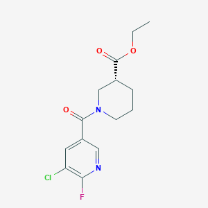 molecular formula C14H16ClFN2O3 B2882085 Ethyl (3R)-1-(5-chloro-6-fluoropyridine-3-carbonyl)piperidine-3-carboxylate CAS No. 2223102-64-3