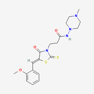 molecular formula C19H24N4O3S2 B2882091 3-[(5Z)-5-[(2-methoxyphenyl)methylidene]-4-oxo-2-sulfanylidene-1,3-thiazolidin-3-yl]-N-(4-methylpiperazin-1-yl)propanamide CAS No. 681480-46-6