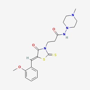 molecular formula C19H24N4O3S2 B2882091 3-[(5Z)-5-[(2-甲氧基苯基)亚甲基]-4-氧代-2-硫代亚甲基-1,3-噻唑烷-3-基]-N-(4-甲基哌嗪-1-基)丙酰胺 CAS No. 681480-46-6