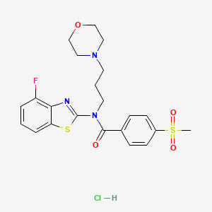 molecular formula C22H25ClFN3O4S2 B2882126 N-(4-fluorobenzo[d]thiazol-2-yl)-4-(methylsulfonyl)-N-(3-morpholinopropyl)benzamide hydrochloride CAS No. 1215616-86-6