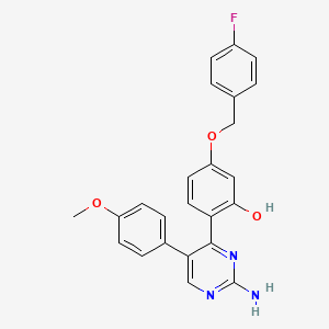 B2882127 2-(2-Amino-5-(4-methoxyphenyl)pyrimidin-4-yl)-5-((4-fluorobenzyl)oxy)phenol CAS No. 877778-51-3