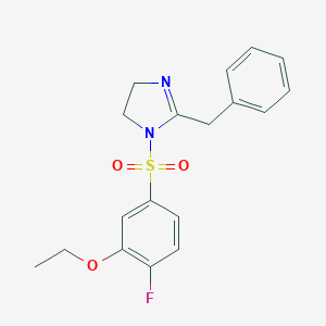 molecular formula C18H19FN2O3S B288213 2-benzyl-1-[(3-ethoxy-4-fluorophenyl)sulfonyl]-4,5-dihydro-1H-imidazole 