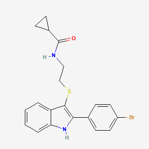 molecular formula C20H19BrN2OS B2882132 N-(2-((2-(4-溴苯基)-1H-吲哚-3-基)硫代)乙基)环丙烷甲酰胺 CAS No. 687574-48-7