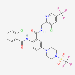 molecular formula C26H21Cl2F6N5O4S B2882140 N-{[3-氯-5-(三氟甲基)吡啶-2-基]甲基}-2-(2-氯苯甲酰胺)-5-(4-三氟甲磺酰哌嗪-1-基)苯甲酰胺 CAS No. 2061728-02-5