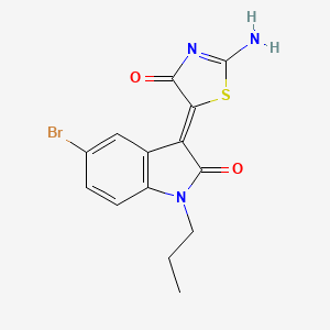 molecular formula C14H12BrN3O2S B2882145 (Z)-5-(5-溴-2-氧代-1-丙基吲哚啉-3-亚胺基)-2-亚氨基噻唑烷-4-酮 CAS No. 617696-25-0