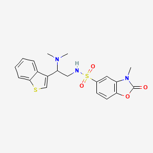 molecular formula C20H21N3O4S2 B2882155 N-(2-(苯并[b]噻吩-3-基)-2-(二甲氨基）乙基)-3-甲基-2-氧代-2,3-二氢苯并[d]恶唑-5-磺酰胺 CAS No. 2034570-03-9
