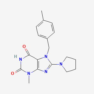 molecular formula C18H21N5O2 B2882163 3-methyl-7-(4-methylbenzyl)-8-(pyrrolidin-1-yl)-1H-purine-2,6(3H,7H)-dione CAS No. 1105197-52-1