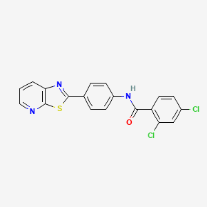 molecular formula C19H11Cl2N3OS B2882164 2,4-二氯-N-(4-(噻唑并[5,4-b]吡啶-2-基)苯基)苯甲酰胺 CAS No. 863589-10-0
