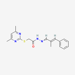 molecular formula C18H20N4OS B2882167 2-((4,6-dimethylpyrimidin-2-yl)thio)-N'-((E)-2-methyl-3-phenylallylidene)acetohydrazide CAS No. 1164554-58-8