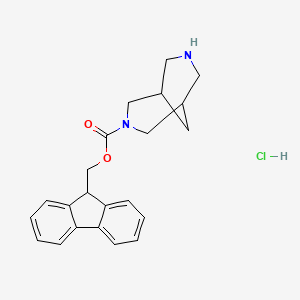 molecular formula C22H25ClN2O2 B2882174 9H-Fluoren-9-ylmethyl 3,7-diazabicyclo[3.3.1]nonane-3-carboxylate;hydrochloride CAS No. 2418705-77-6