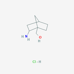 molecular formula C8H16ClNO B2882176 (2-Amino-1-bicyclo[2.2.1]heptanyl)methanol;hydrochloride CAS No. 2260933-50-2