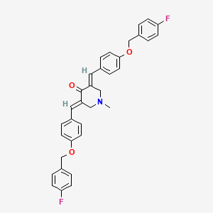 molecular formula C34H29F2NO3 B2882182 (3E,5E)-3,5-bis({4-[(4-fluorophenyl)methoxy]phenyl}methylidene)-1-methylpiperidin-4-one CAS No. 882083-27-4