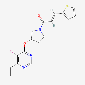 molecular formula C17H18FN3O2S B2882187 (E)-1-(3-((6-ethyl-5-fluoropyrimidin-4-yl)oxy)pyrrolidin-1-yl)-3-(thiophen-2-yl)prop-2-en-1-one CAS No. 2035022-78-5