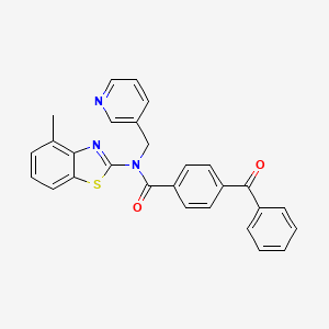 molecular formula C28H21N3O2S B2882189 4-benzoyl-N-(4-methylbenzo[d]thiazol-2-yl)-N-(pyridin-3-ylmethyl)benzamide CAS No. 922827-84-7