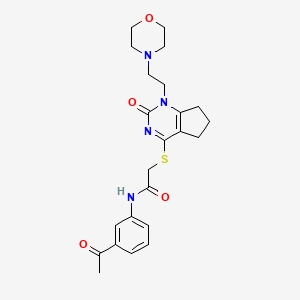 molecular formula C23H28N4O4S B2882193 N-(3-乙酰苯基)-2-((1-(2-吗啉乙基)-2-氧代-2,5,6,7-四氢-1H-环戊并[d]嘧啶-4-基)硫代)乙酰胺 CAS No. 898444-65-0
