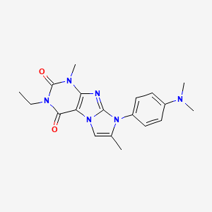 molecular formula C19H22N6O2 B2882195 6-[4-(Dimethylamino)phenyl]-2-ethyl-4,7-dimethylpurino[7,8-a]imidazole-1,3-dione CAS No. 949245-15-2
