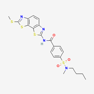 molecular formula C21H22N4O3S4 B2882202 4-[丁基(甲基)磺酰氨基]-N-(2-甲硫基-[1,3]噻唑并[4,5-g][1,3]苯并噻唑-7-基)苯甲酰胺 CAS No. 442557-11-1