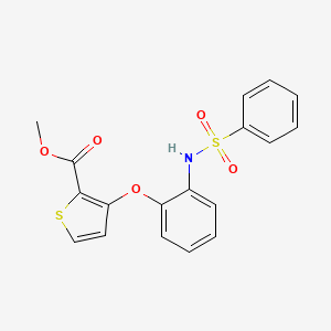 molecular formula C18H15NO5S2 B2882203 Methyl 3-{2-[(phenylsulfonyl)amino]phenoxy}-2-thiophenecarboxylate CAS No. 900018-86-2