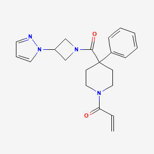 1-[4-Phenyl-4-(3-pyrazol-1-ylazetidine-1-carbonyl)piperidin-1-yl]prop-2-en-1-one