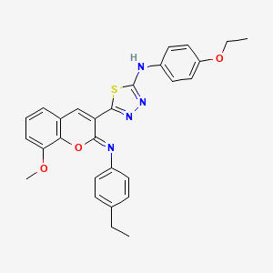 molecular formula C28H26N4O3S B2882222 N-(4-ethoxyphenyl)-5-[(2Z)-2-[(4-ethylphenyl)imino]-8-methoxy-2H-chromen-3-yl]-1,3,4-thiadiazol-2-amine CAS No. 1243086-23-8