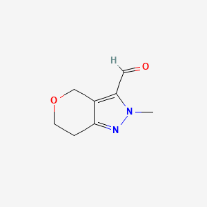 molecular formula C8H10N2O2 B2882235 2-甲基-2H,4H,6H,7H-吡喃并[4,3-c]吡唑-3-甲醛 CAS No. 1552444-81-1