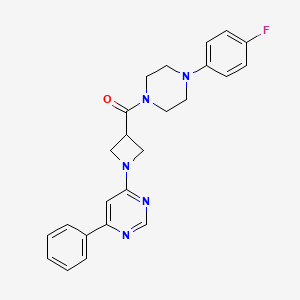 molecular formula C24H24FN5O B2882236 (4-(4-氟苯基)哌嗪-1-基)(1-(6-苯基嘧啶-4-基)氮杂环丁-3-基)甲苯酮 CAS No. 2034257-09-3