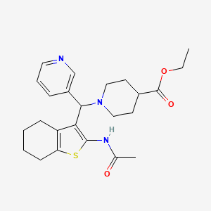 Ethyl 1-((2-acetamido-4,5,6,7-tetrahydrobenzo[b]thiophen-3-yl)(pyridin-3-yl)methyl)piperidine-4-carboxylate