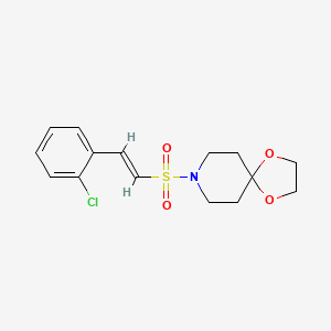 molecular formula C15H18ClNO4S B2882259 8-[(E)-2-(2-氯苯基)乙烯基]磺酰基-1,4-二氧杂-8-氮杂螺[4.5]癸烷 CAS No. 1281683-42-8