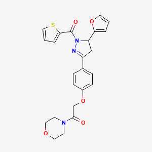 2-(4-(5-(furan-2-yl)-1-(thiophene-2-carbonyl)-4,5-dihydro-1H-pyrazol-3-yl)phenoxy)-1-morpholinoethanone
