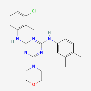 molecular formula C22H25ClN6O B2882264 N2-(3-氯-2-甲基苯基)-N4-(3,4-二甲基苯基)-6-吗啉-1,3,5-三嗪-2,4-二胺 CAS No. 946261-59-2