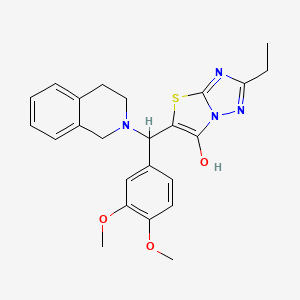 molecular formula C24H26N4O3S B2882265 5-((3,4-dihydroisoquinolin-2(1H)-yl)(3,4-dimethoxyphenyl)methyl)-2-ethylthiazolo[3,2-b][1,2,4]triazol-6-ol CAS No. 886915-98-6