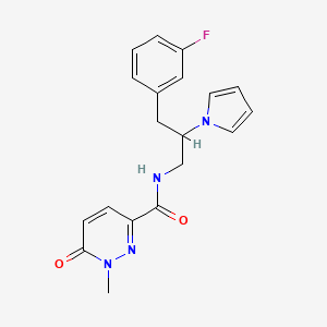 molecular formula C19H19FN4O2 B2882270 N-(3-(3-fluorophenyl)-2-(1H-pyrrol-1-yl)propyl)-1-methyl-6-oxo-1,6-dihydropyridazine-3-carboxamide CAS No. 1421529-95-4