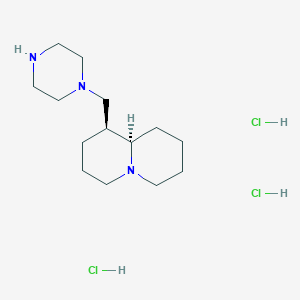 molecular formula C14H30Cl3N3 B2882271 (1S,9aR)-1-(piperazin-1-ylmethyl)octahydro-1H-quinolizine trihydrochloride CAS No. 1380579-33-8