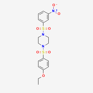 molecular formula C18H21N3O7S2 B2882276 1-(4-Ethoxybenzenesulfonyl)-4-(3-nitrobenzenesulfonyl)piperazine CAS No. 694504-74-0