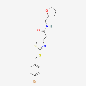 molecular formula C17H19BrN2O2S2 B2882290 2-(2-((4-溴苄基)硫代)噻唑-4-基)-N-((四氢呋喃-2-基)甲基)乙酰胺 CAS No. 953983-79-4