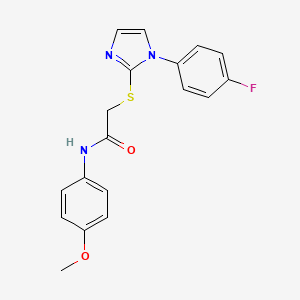 molecular formula C18H16FN3O2S B2882291 2-[1-(4-氟苯基)咪唑-2-基]硫代-N-(4-甲氧基苯基)乙酰胺 CAS No. 688336-70-1