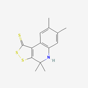 molecular formula C14H15NS3 B2882295 4,4,7,8-tetramethyl-4,5-dihydro-1H-[1,2]dithiolo[3,4-c]quinoline-1-thione CAS No. 316358-50-6