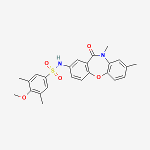 molecular formula C24H24N2O5S B2882302 N-(8,10-二甲基-11-氧代-10,11-二氢二苯并[b,f][1,4]恶杂环庚-2-基)-4-甲氧基-3,5-二甲基苯磺酰胺 CAS No. 922090-15-1