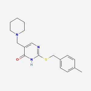 molecular formula C18H23N3OS B2882304 2-{[(4-Methylphenyl)methyl]sulfanyl}-5-(piperidin-1-ylmethyl)-1,4-dihydropyrimidin-4-one CAS No. 1221715-26-9