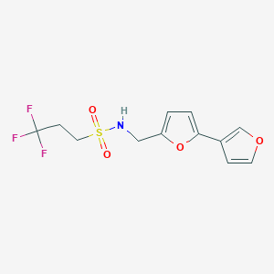 molecular formula C12H12F3NO4S B2882309 N-([2,3'-双呋喃]-5-基甲基)-3,3,3-三氟丙烷-1-磺酰胺 CAS No. 2034342-63-5