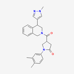 molecular formula C26H28N4O2 B2882312 1-(3,4-dimethylphenyl)-4-(4-(1-methyl-1H-pyrazol-4-yl)-1,2,3,4-tetrahydroisoquinoline-2-carbonyl)pyrrolidin-2-one CAS No. 2034534-16-0
