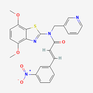 molecular formula C24H20N4O5S B2882324 (E)-N-(4,7-二甲氧基苯并[d]噻唑-2-基)-3-(3-硝基苯基)-N-(吡啶-3-基甲基)丙烯酰胺 CAS No. 895431-39-7