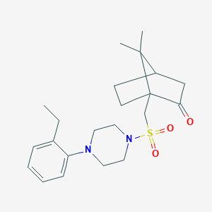 molecular formula C22H32N2O3S B288233 1-({[4-(2-Ethylphenyl)-1-piperazinyl]sulfonyl}methyl)-7,7-dimethylbicyclo[2.2.1]heptan-2-one 