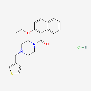 molecular formula C22H25ClN2O2S B2882337 (2-乙氧基萘-1-基)(4-(噻吩-3-基甲基)哌嗪-1-基)甲酮盐酸盐 CAS No. 1351610-25-7