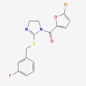 molecular formula C15H12BrFN2O2S B2882341 (5-溴呋喃-2-基)-[2-[(3-氟苯基)甲硫烷基]-4,5-二氢咪唑-1-基]甲酮 CAS No. 851865-43-5
