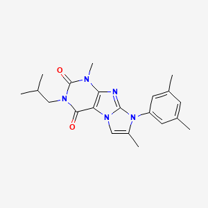 molecular formula C21H25N5O2 B2882342 8-(3,5-二甲苯基)-3-异丁基-1,7-二甲基-1H-咪唑并[2,1-f]嘌呤-2,4(3H,8H)-二酮 CAS No. 877643-75-9